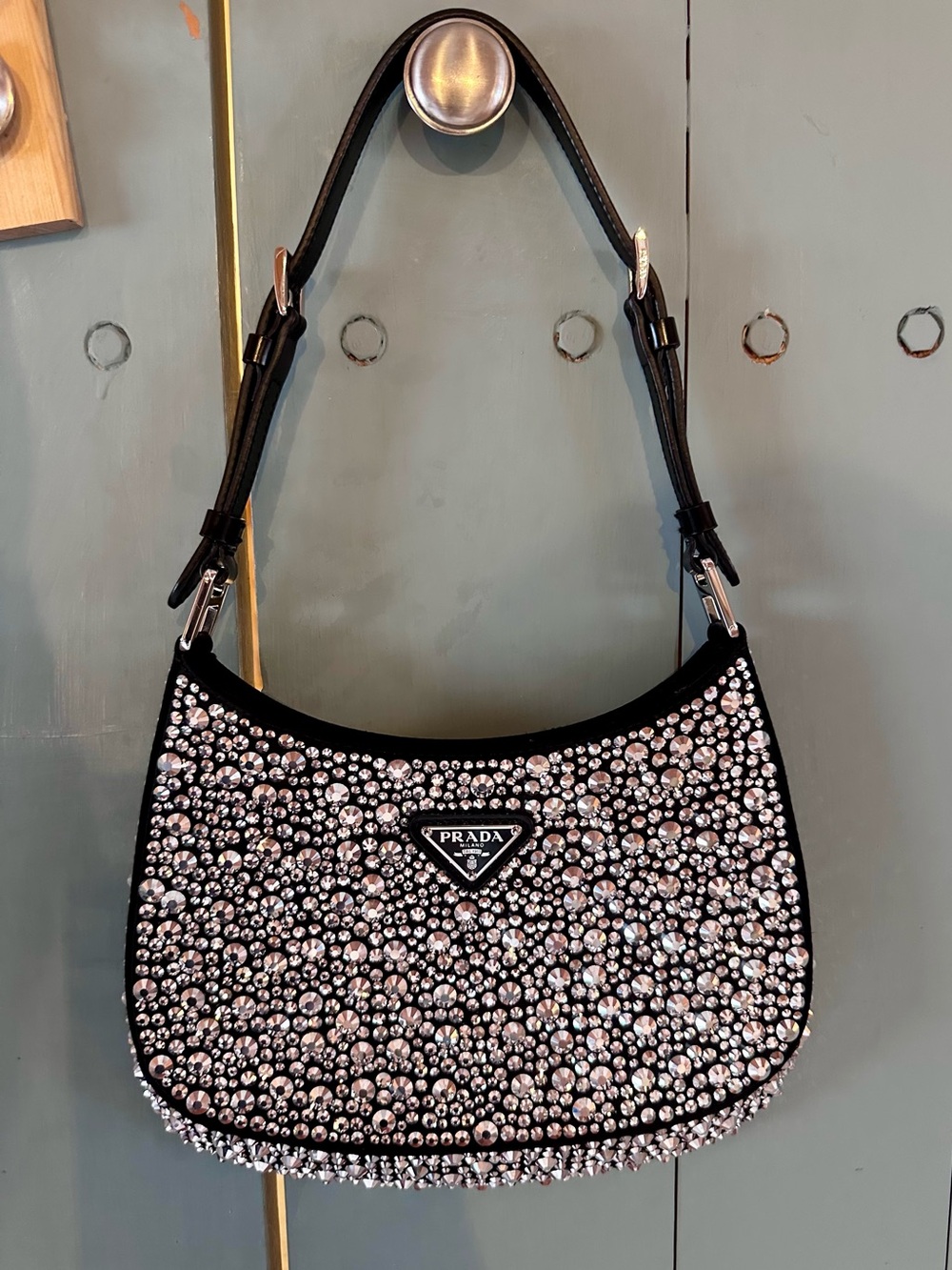 Prada Cleo Satin Bag with Crystals